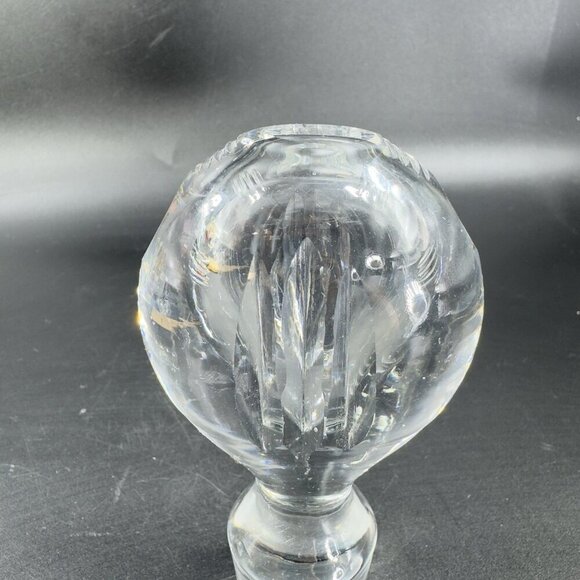 Vintage Decanter Stopper Clear Crystal Heavy Artist Signed Bottle Stopper Decor - Picture 13 of 15
